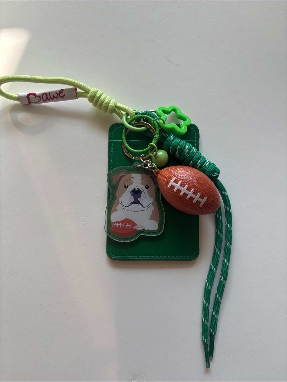 American Bully with football Cardholder Keychain